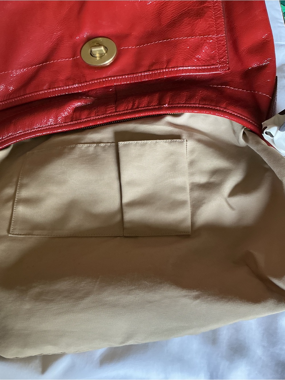 Coach Red Leather Shoulder Bag with Turn-Lock Pocket - Picture 8 of 15
